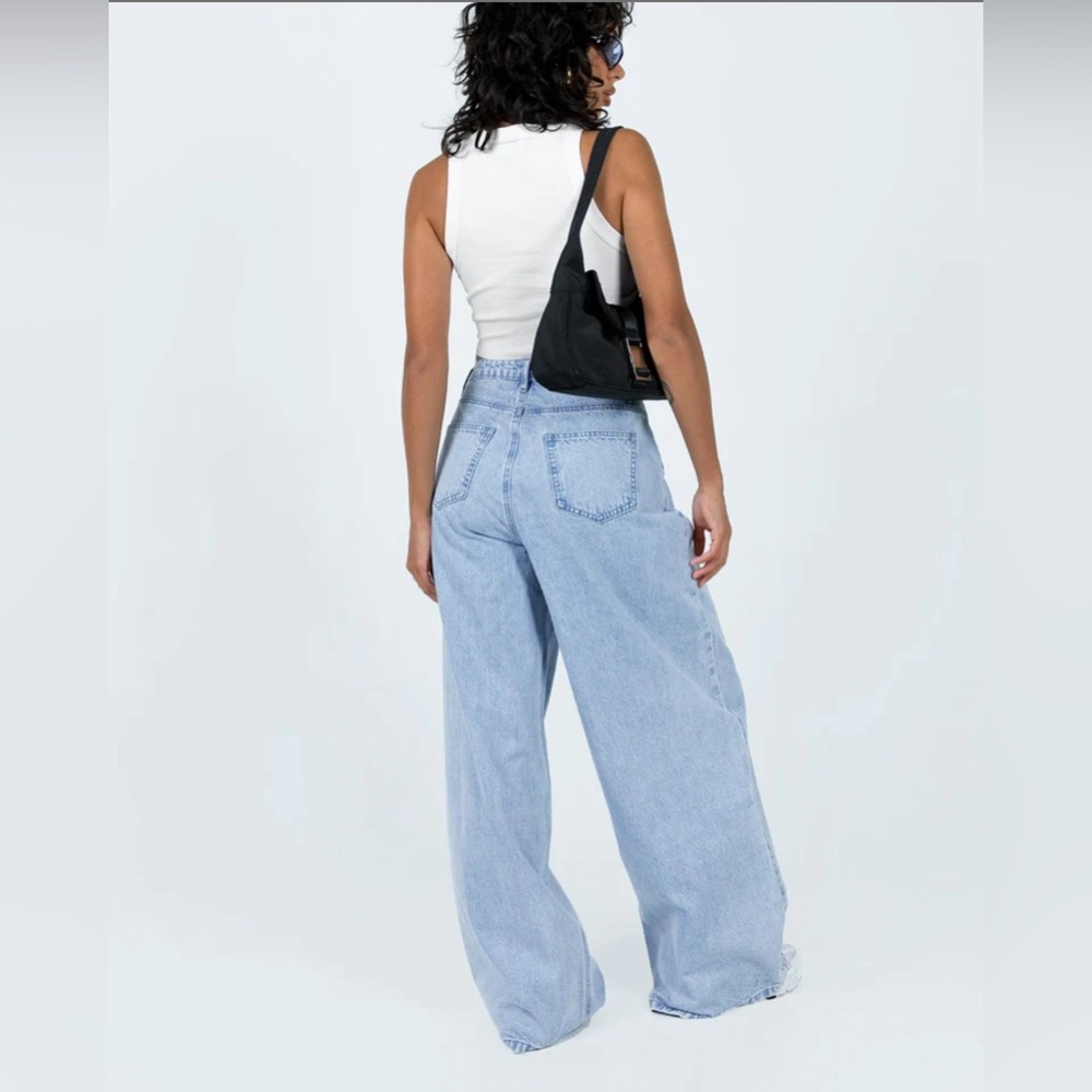 Princess Polly Bakali Wide Leg Jeans Light Wash Size 4 - Picture 6 of 7